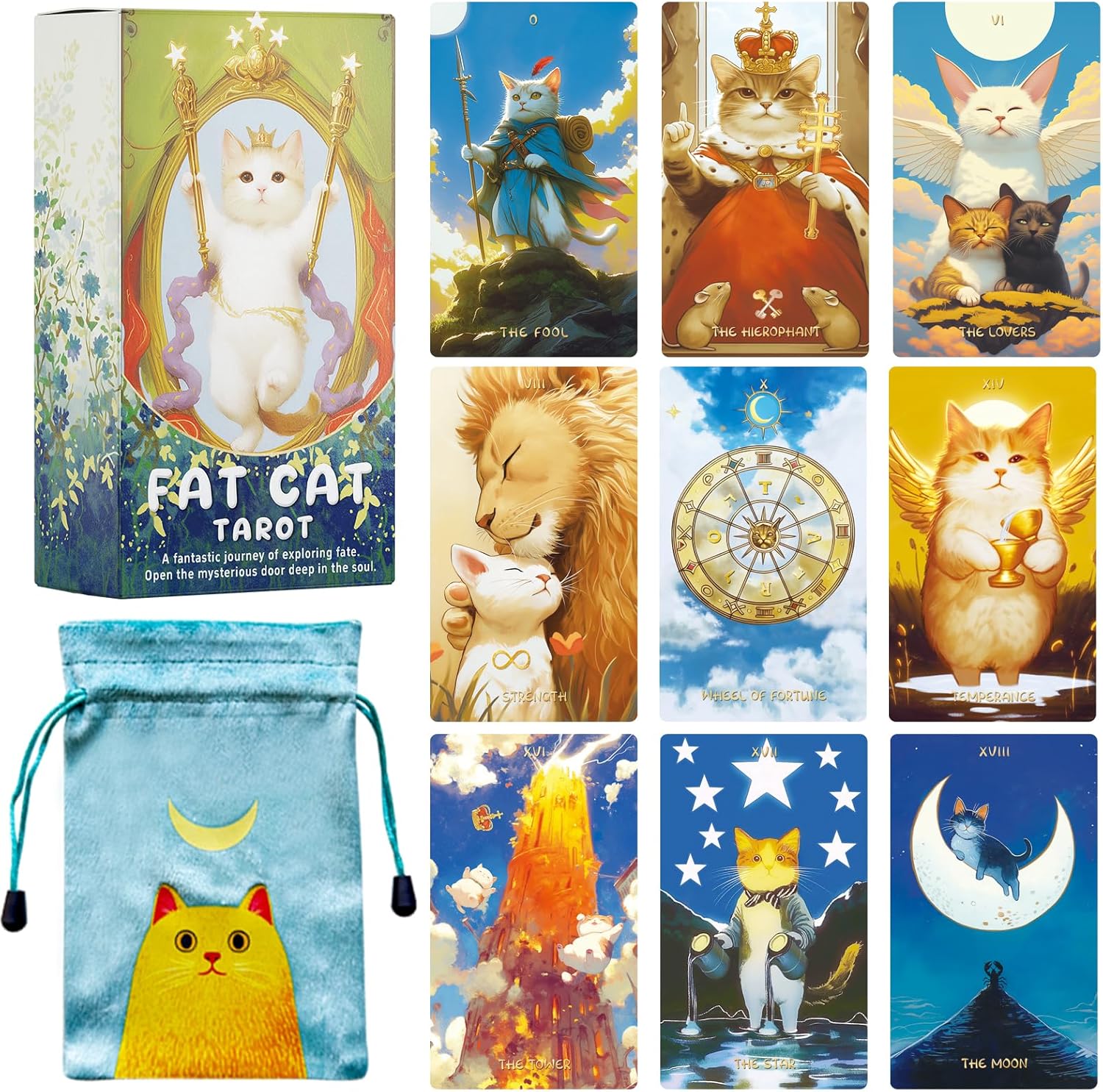 Cat Tarot Cards for Beginners,78 pcs Tarot Deck ,Tarot Cards with Guide Book,Cute Cartoon cat Style Tarot Fortune Telling, Original and Beautiful Everyday Witch Decks - Image 7