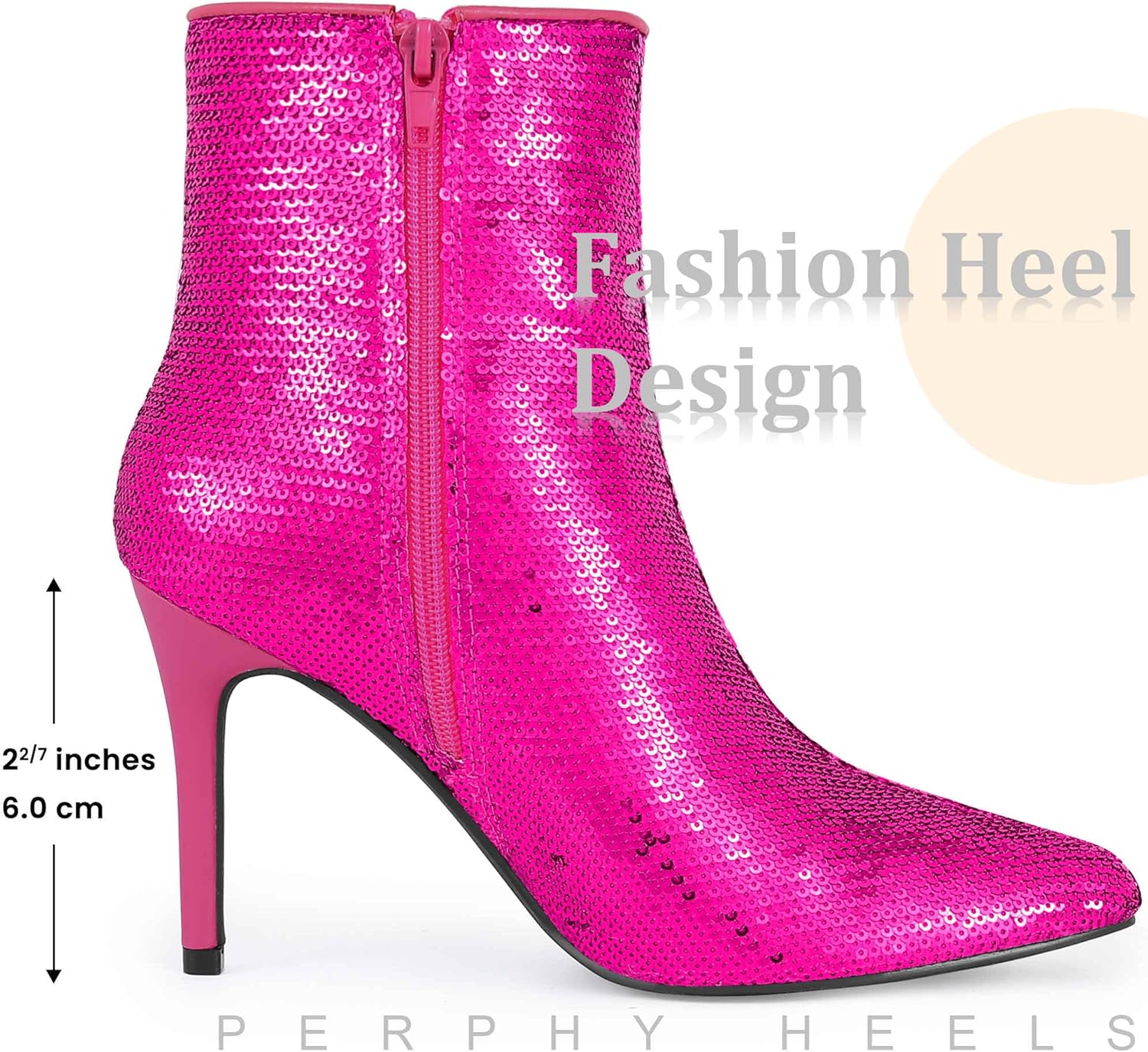 Perphy Party Sequin Pointed Toe Dressy Stiletto Heel Ankle Boots for Women