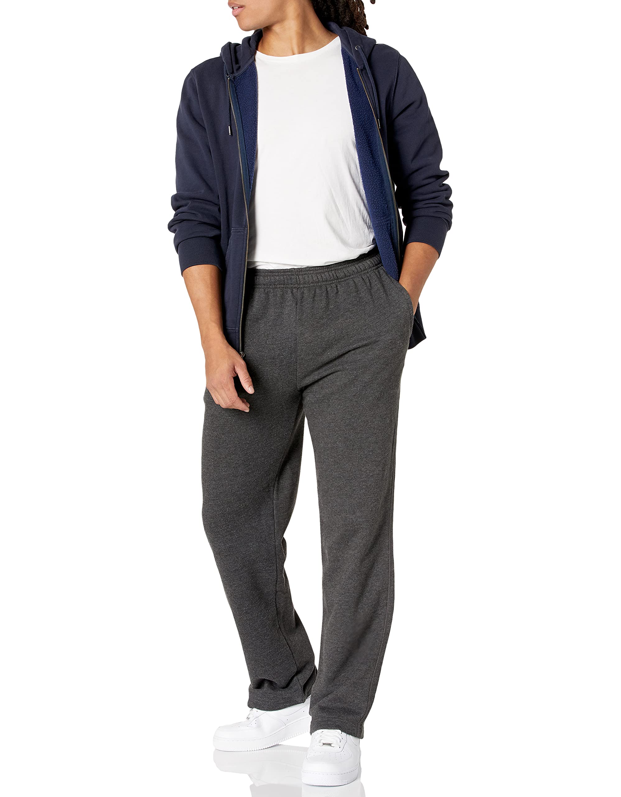Amazon Essentials Pantaloni Sportivi in Pile con Fondo Aperto (Disponibili in Taglie Extra Forti) Uomo