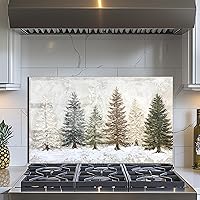 Vista 10 de Protector contra salpicaduras de vidrio templado para cocina, salpicaduras de estufa, protector contra salpicaduras de vidrio con escena de nieve