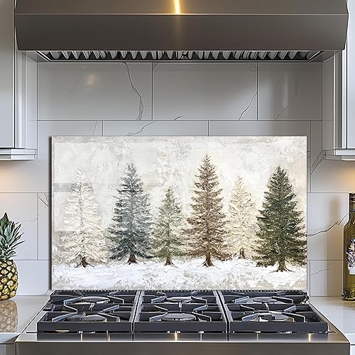 Miniatura 10 de Protector contra salpicaduras de vidrio templado para cocina, salpicaduras de estufa, protector contra salpicaduras de vidrio con escena de nieve,