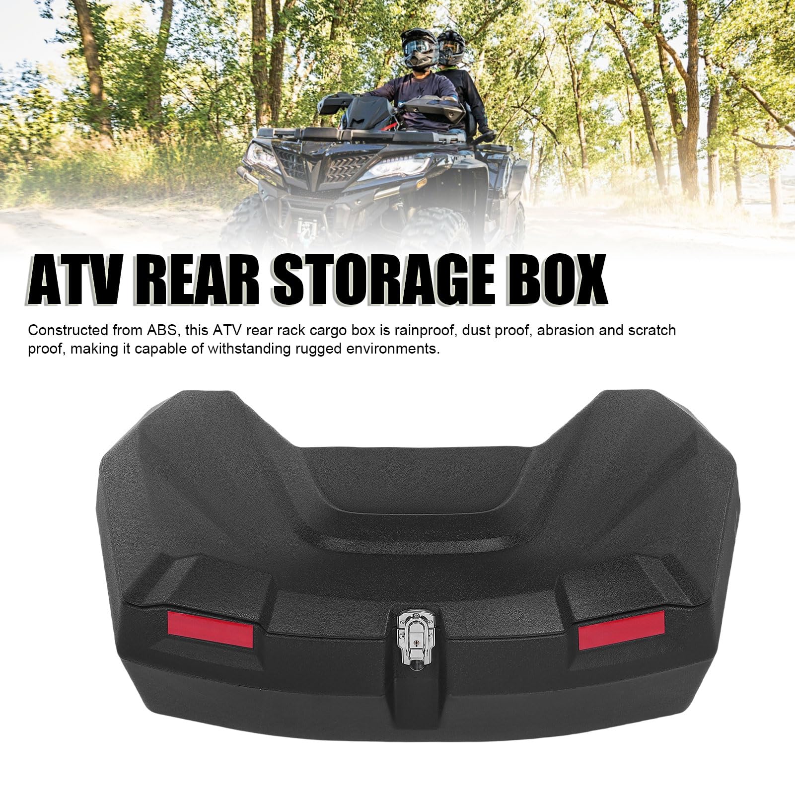 AMONIDA Caja de Almacenamiento Trasera para ATV Caja de Carga Espaciosa y Duradera con Capacidad de 98 L para Aventuras Al Aire Libre Material ABS Diseño Impermeable a Prueba de Lluvia con Cerradura