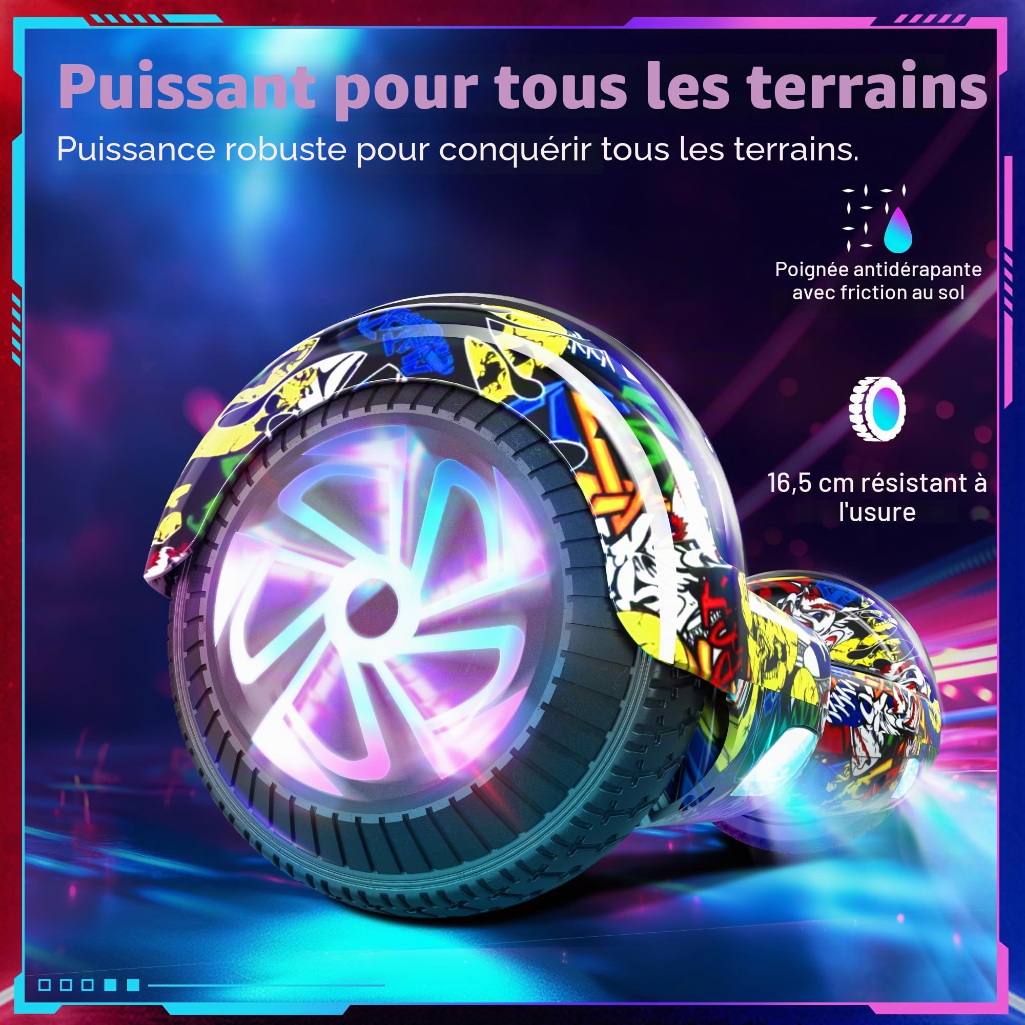 SISIGAD Hoverboard, 6.5 Pouces Self Balancing Scooter with Bluetooth LED Lights, Hover Board for Kids