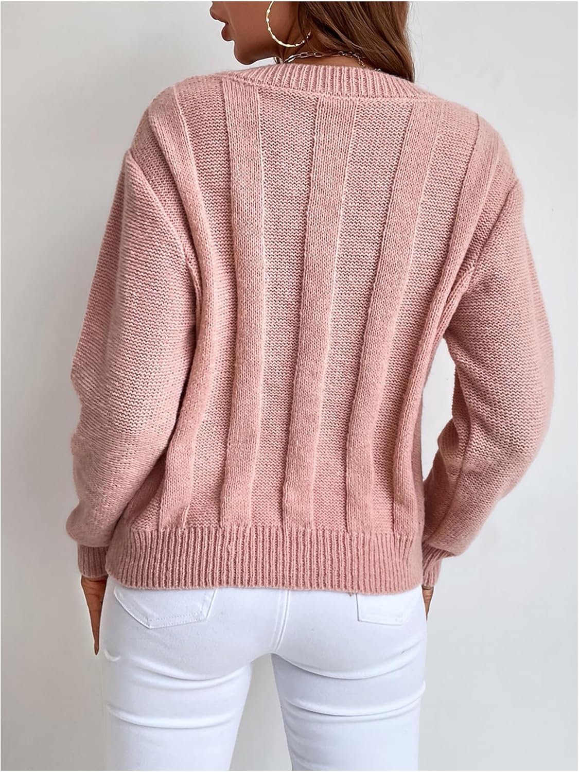 Verdusa Women's Cable Knit Sweater Elegant Pullovers Soft Fall Knit Tops Chunky Sweaters - Image 2