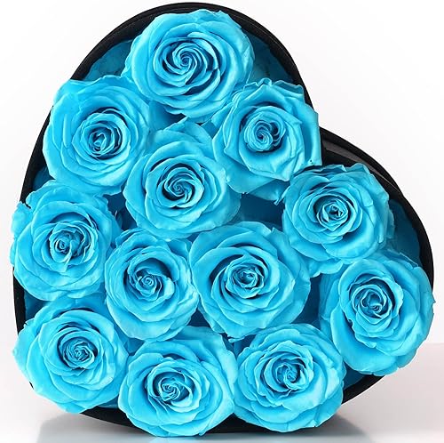 Miniatura 3 de Kylin Glory Flores preservadas para entrega Prime  Ramo de rosas Forever de 12 piezas, diseño en forma de corazón, regalos para mamá, esposa o