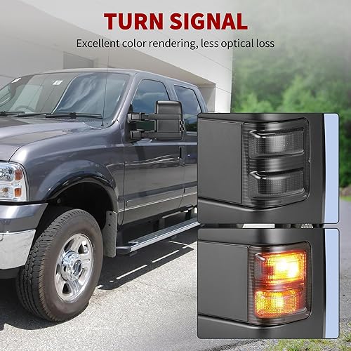 Miniatura 5 de YITAMOTOR Espejos de remolque compatibles con Ford F250 F350 F450 F550 Super Duty 2001-2005 Excursión 2001-2005 con luz LED de señal de flecha de