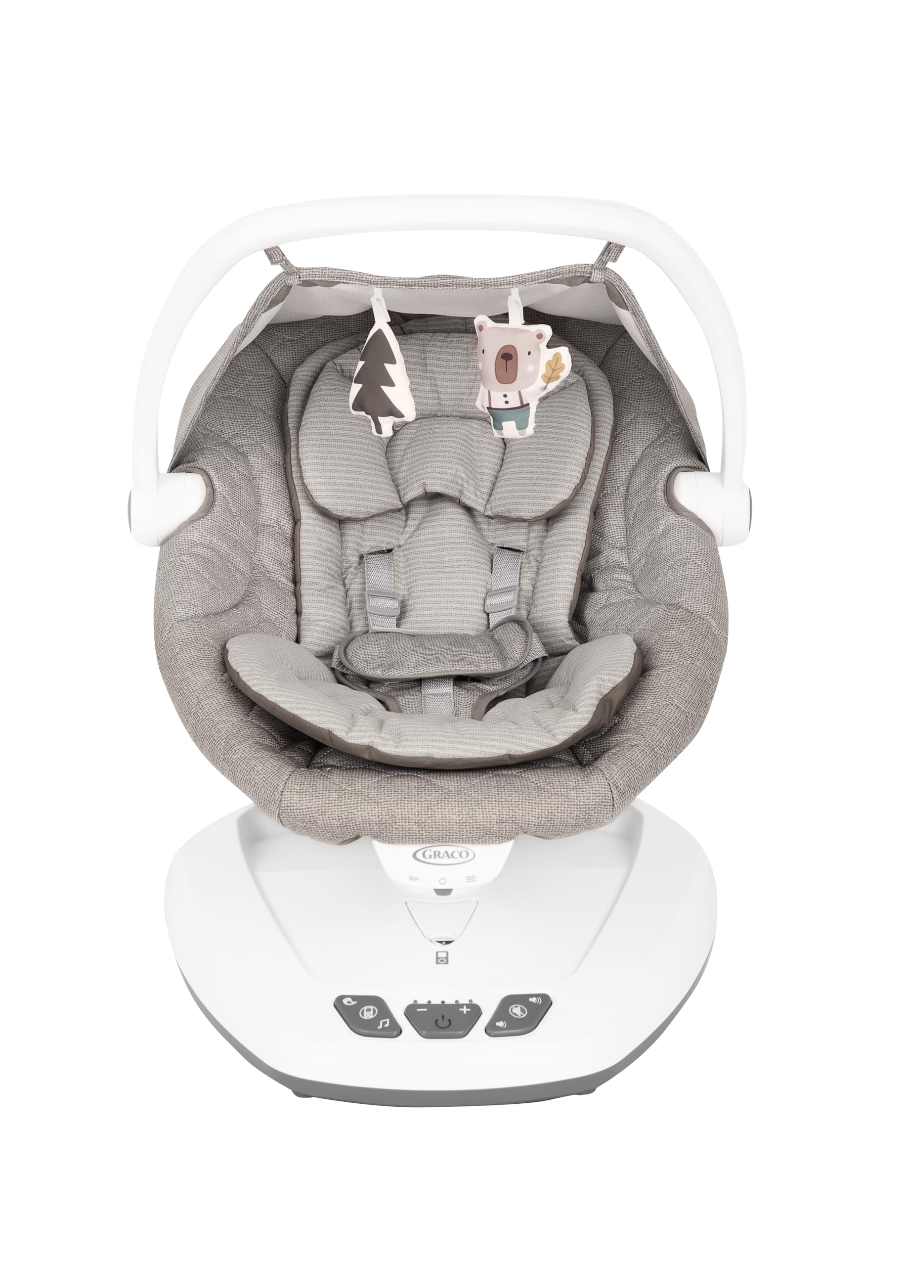 Graco Move with Me Balancelle électrique pour bébé, de la naissance à environ 9 mois (9 kg), 5 vitesses de balancement, vibration, pliable, coloré, Little Adventures