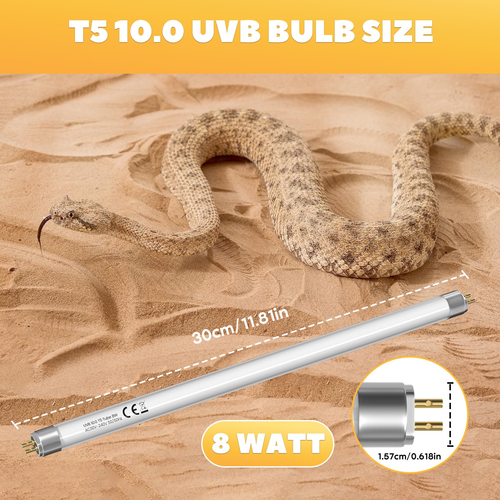 GlowUp 12inch T5 8W 10.0 Reptile UVB Bulb T5 UVB Reptile Light Bulb UVA UVB Lamp Tube for Bearded Dragons Turtles Chameleon and Lizards Tropical Desert Reptiles- 2Pack - image 6