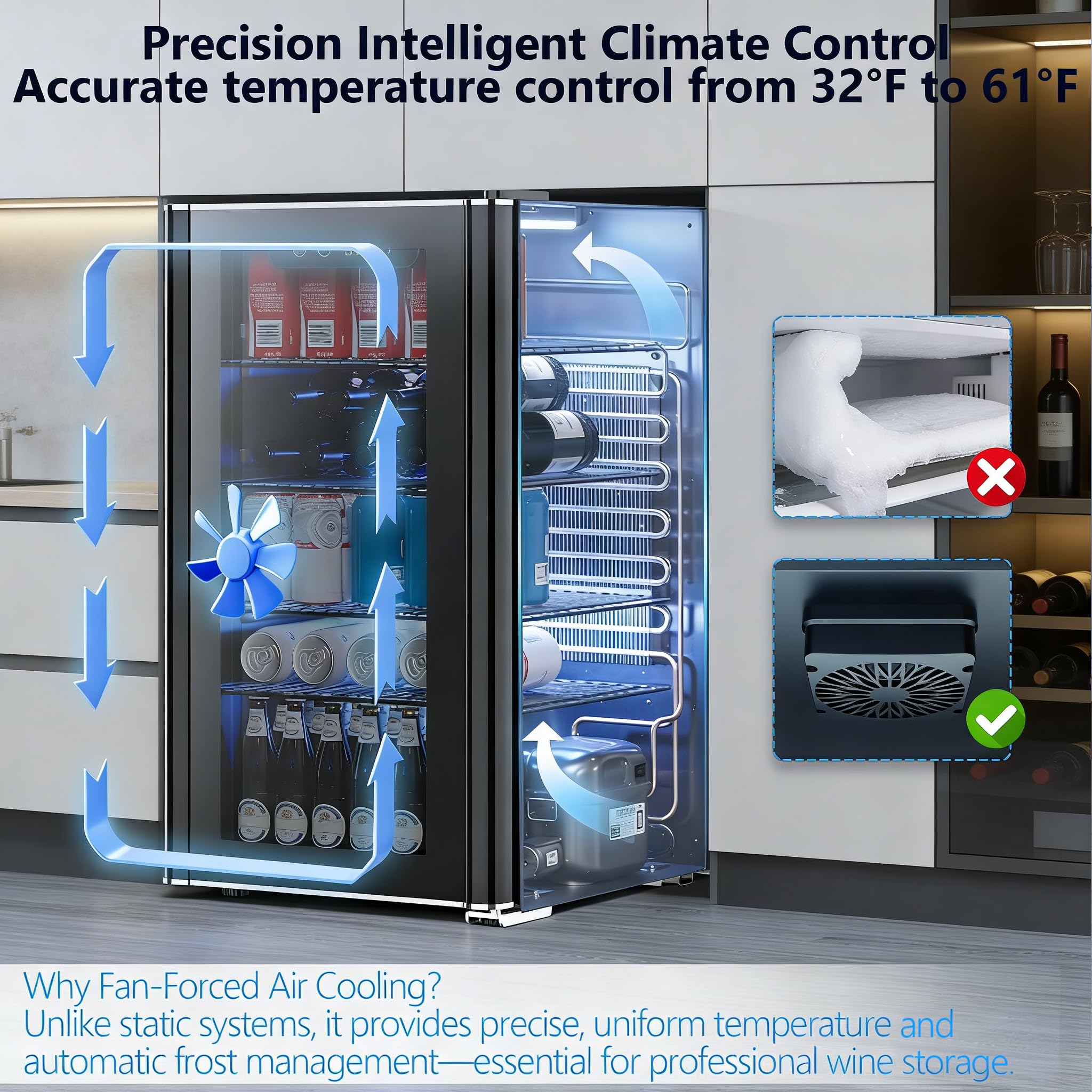 COWSAR Mini Fridge Cooler, 130 Can Beverage Refrigerator with Glass Door, ETL Approved Wine Fridge with Digital Temperature Control, LED Light, Reversible Door for Home, Office, Bar - 3.2 Cu.Ft on Fridge.com