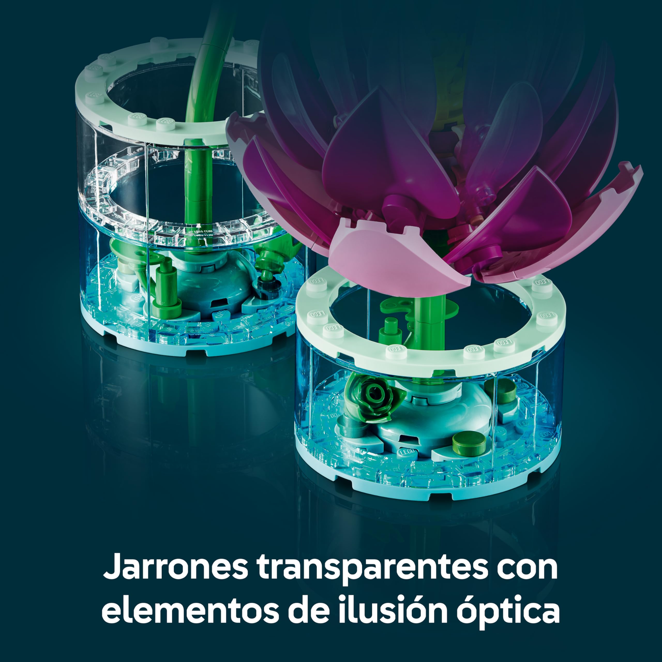 LEGO Botanicals Nenúfares Artificiales – Set de Flores Artificiales con 2 Plantas en Jarrones Transparentes – Kit de Manualidades y Decoración Floral – Regalo para Niñas de 9+ Años y Adultos – 11511