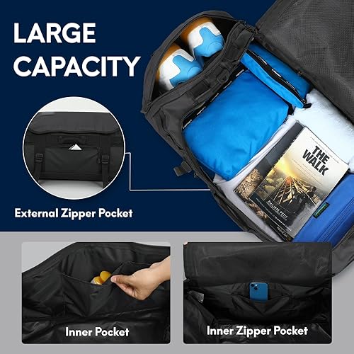 Miniatura 4 de Haimont Mochila de lona, bolsa de viaje con compartimento para zapatos, resistente al agua, para hombres y mujeres, viajes diarios, equipo