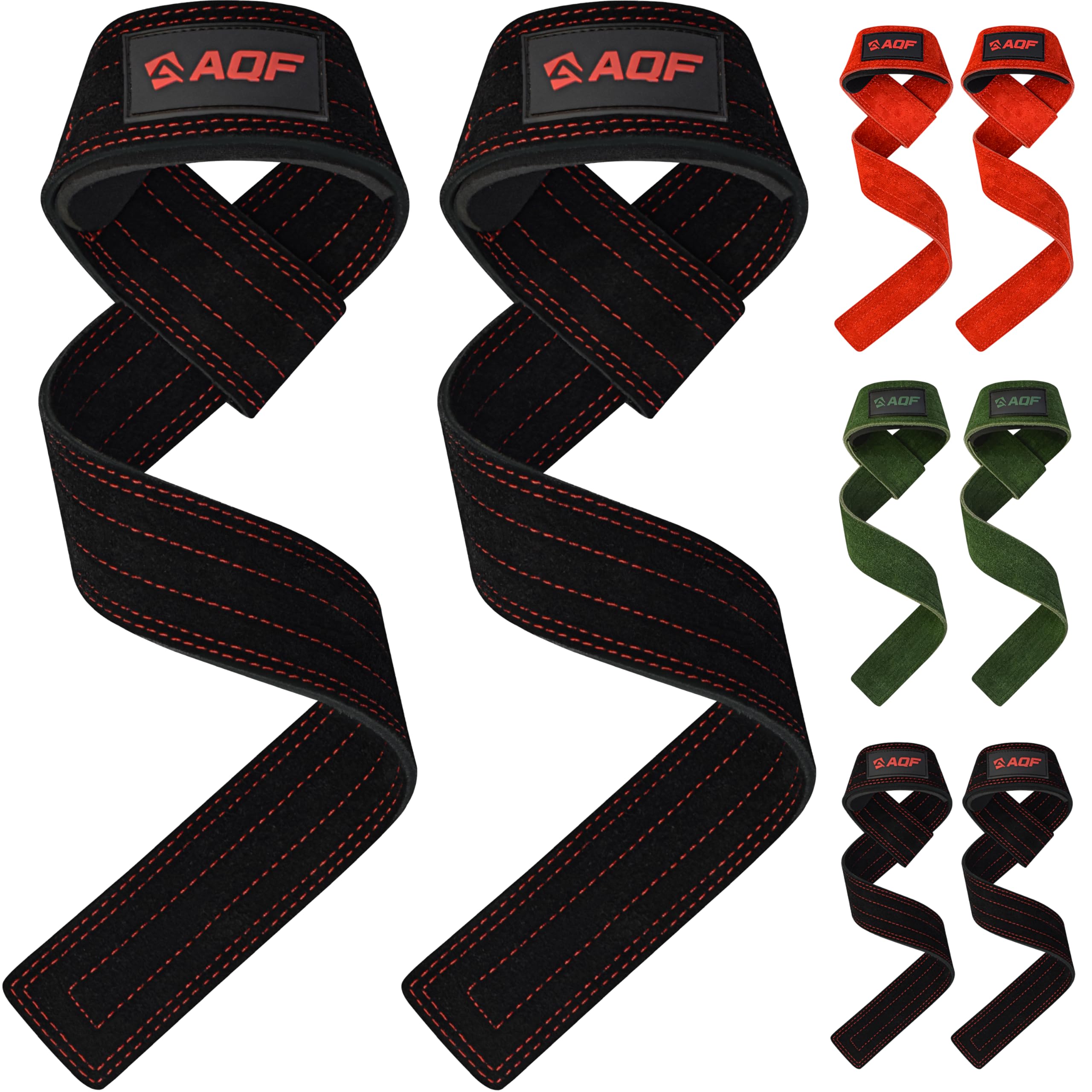 AQF Leder Zughilfen Krafttraining Wildleder | Profi Lifting Straps für Bodybuilding und Weightlifting | Kreuzheben Gurte, Gym Fitness Zughilfen für Frauen und Männer