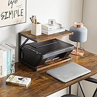 Vista 3 de IBUYKE 2-Tier Desktop Printer Stand Holder, Multi-Purpose Desk Organizer Storage Shelf, Book Shelf Printer Shelf for Fax Machine, Scanner, Files
