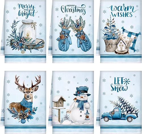 Miniatura 8 de Geyoga 6 paños de cocina de Navidad de 16 x 24 pulgadas, absorbentes, paños de cocina de Navidad, decoración de cocina de Navidad para Navidad,