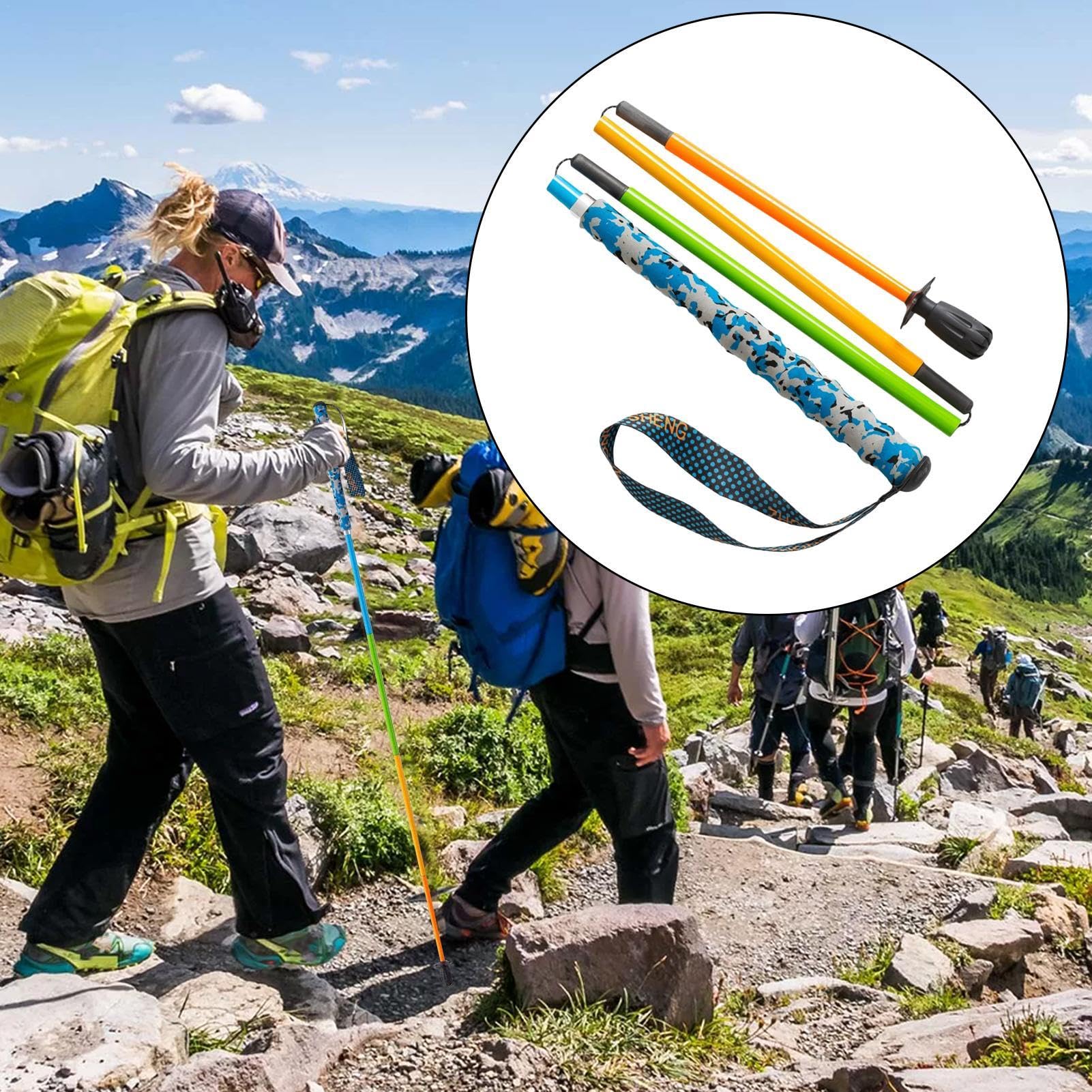 Kijki alpinistyczne, 5 części, składane kijki trekkingowe z włókna węglowego, ultralekkie kijki trekkingowe, wsparcie równowagi, lekkie kijki trekkingowe, łatwe w użyciu, przenośne dla kobiet i