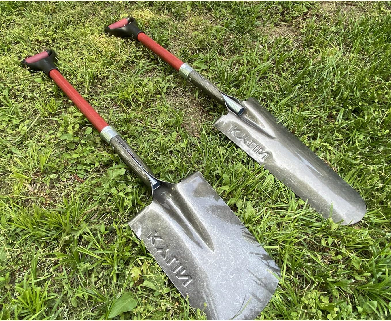 KYLIN Garden Spade Shovel and Drain Spade for Digging Trenches Gardening Construction Heavy Duty Fiberglass D-Handle Shovel 2-Piece Set