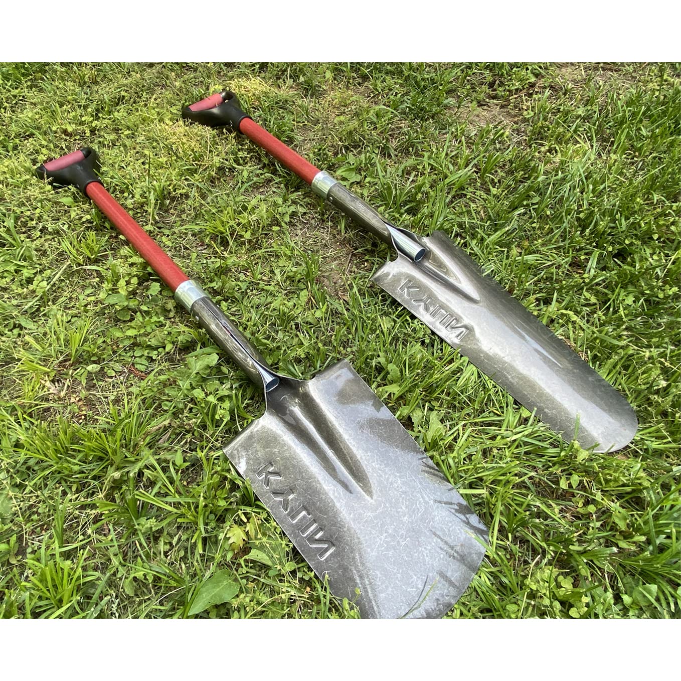 Kylin 14-Gauge Heavy Duty Fiberglas D-Griff Schaufel 2-teiliges Set (Gartenspaten, 40,6 cm Ablaufspat), für Gartenarbeit, Reinigung von Gräben, Verlegen von Kabelkanälen, BAU- und Landschaftsbau