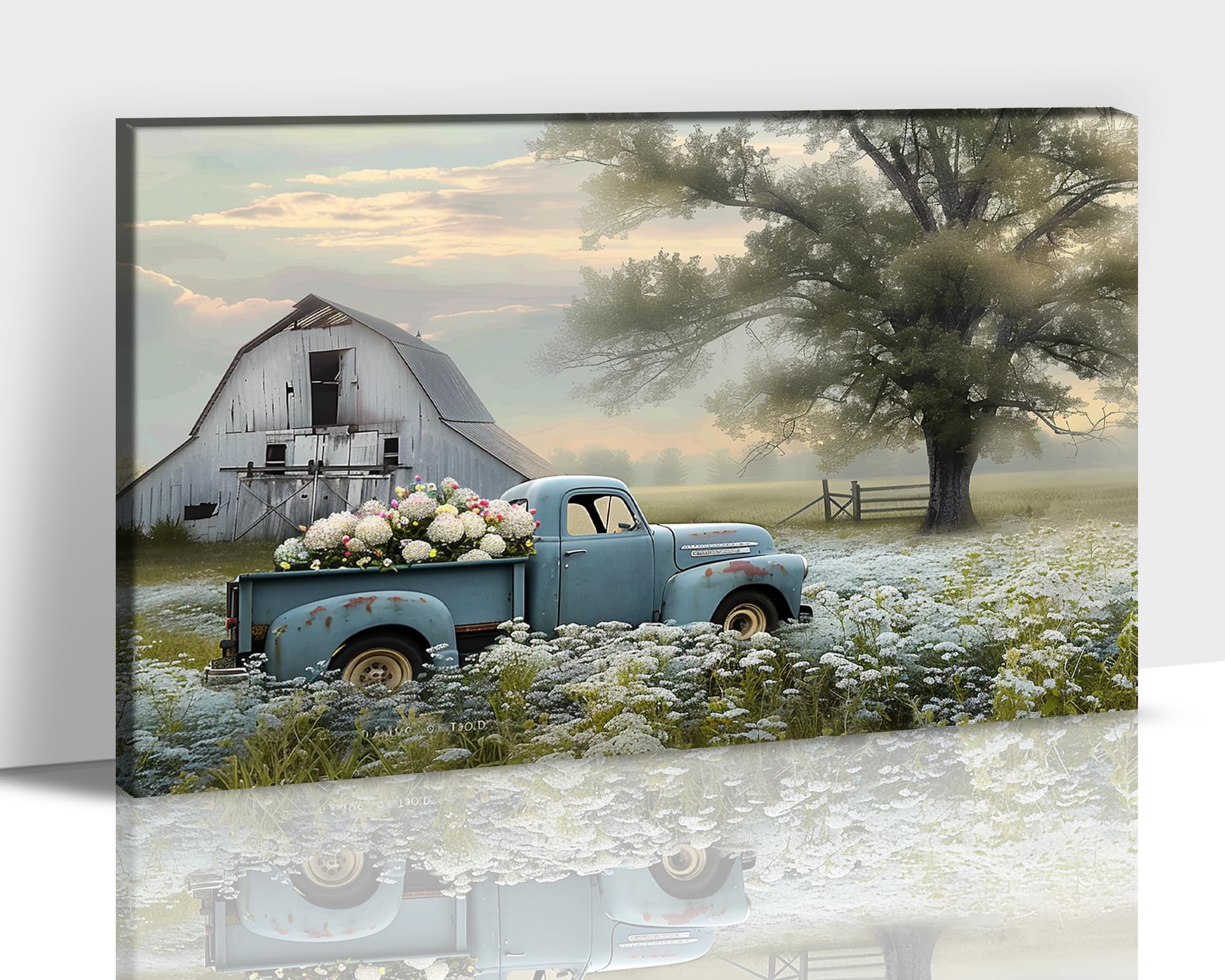 Amazon.com: Farmhouse Old Truck Country Barn Farm Pink Floral
