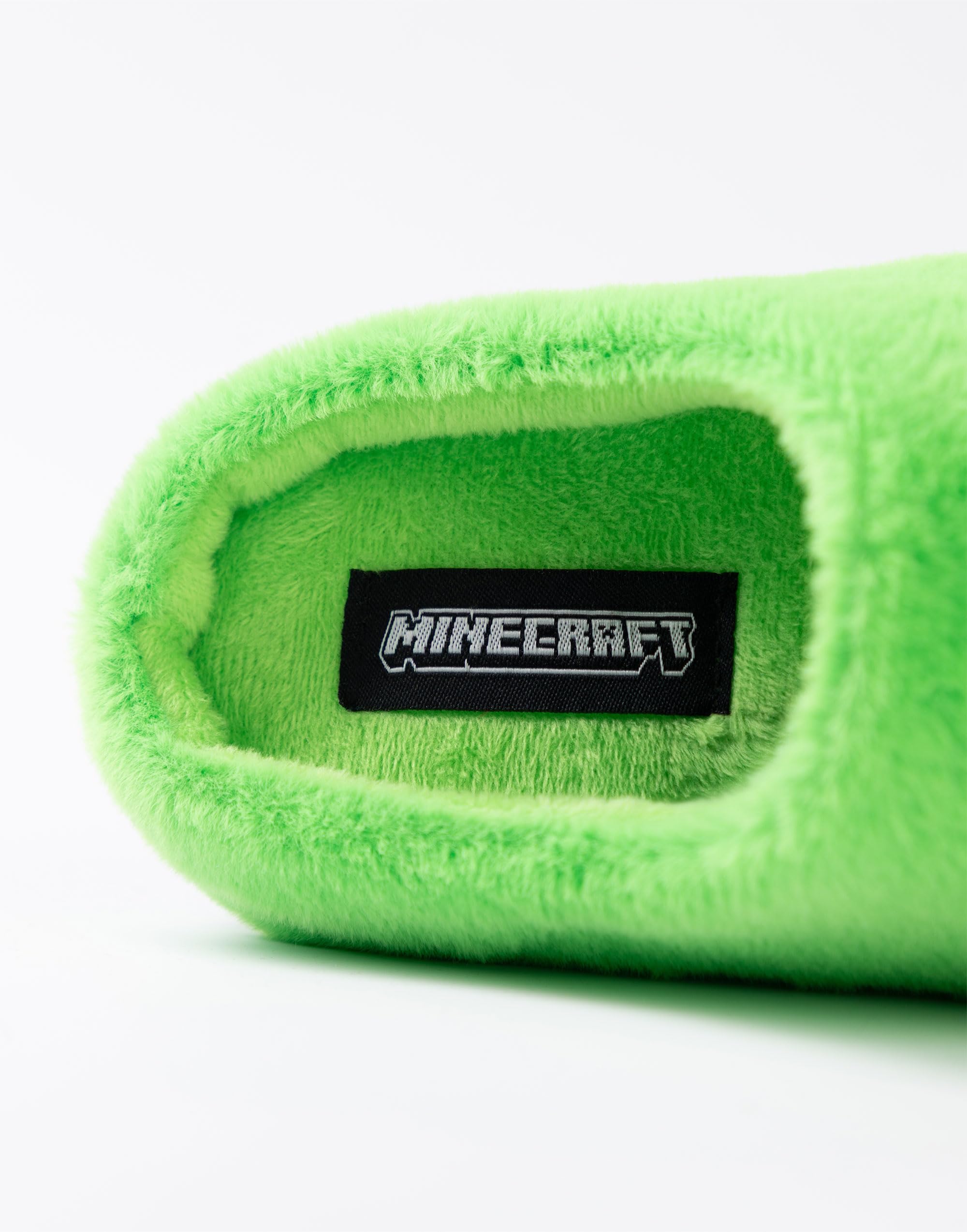 Minecraft Pantuflas Creeper Green Mule | Calzado de interior de forro polar para niño | Acabado suave y peludo | Pantuflas para videojuegos | Mercancía