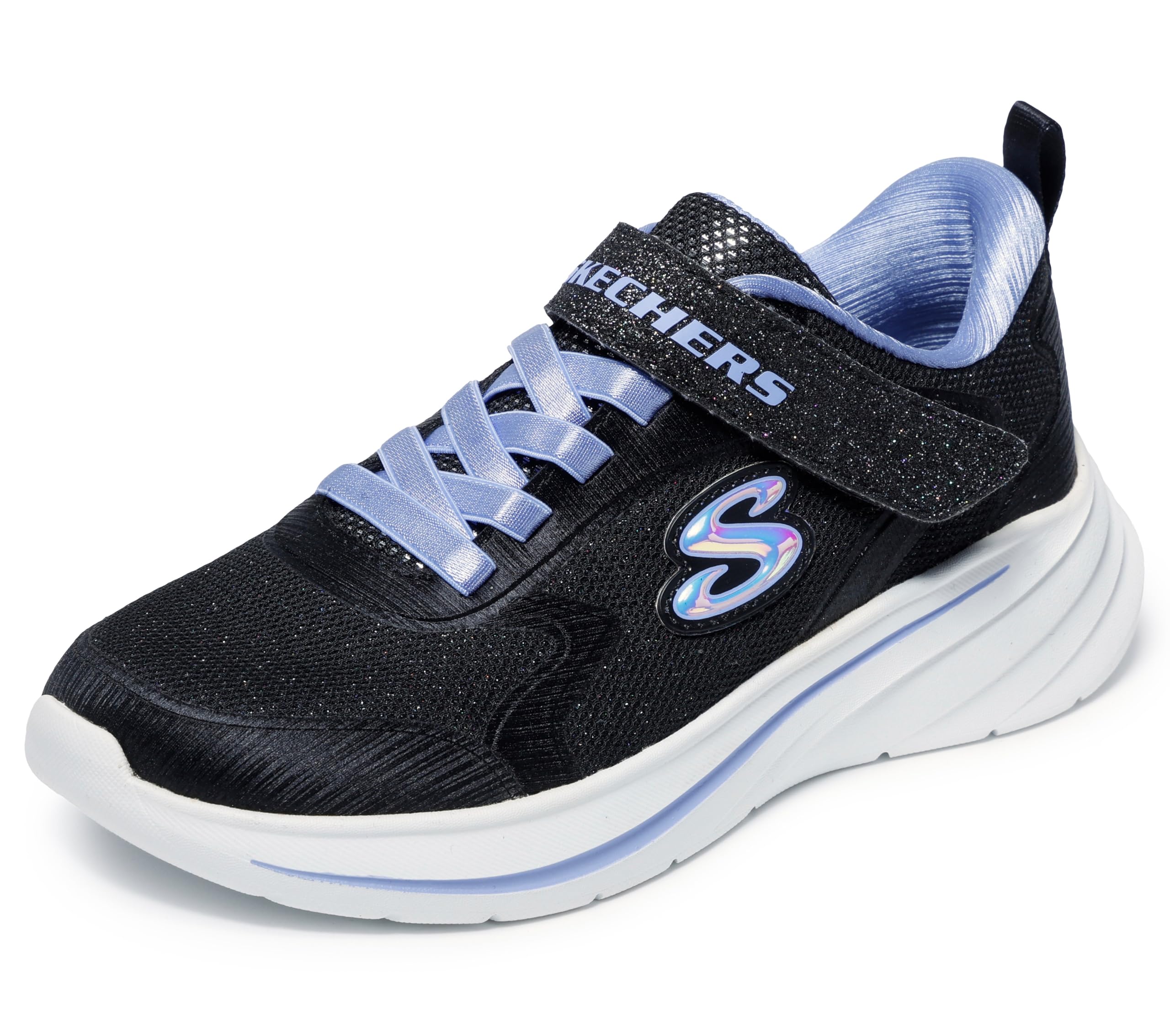 Skechers Girl's Wave 92 Sneakers, Black Sparkle Mesh/Trim, 9.5 UK Child