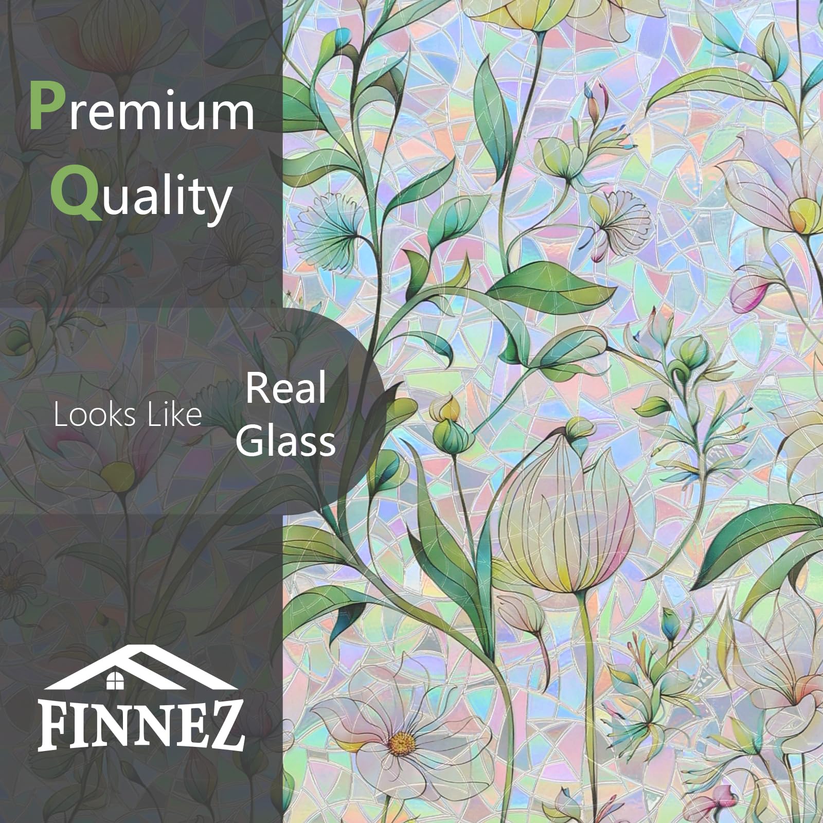 FINNEZ Pellicola per Finestra - Anti UV Effetto Arcobaleno Elettrostatica per Vetri, Non Aderente, Pellicola Adesiva Vetri, Decorativo per Casa Ufficio Camera da Letto Cucina, 90 x 400 CM