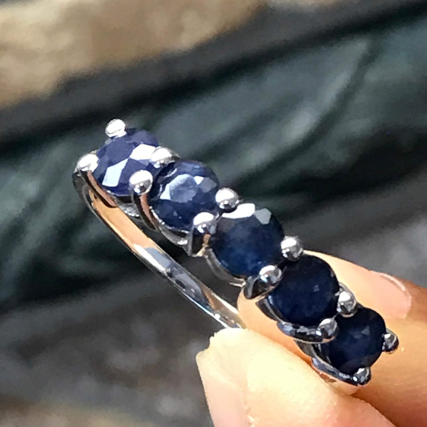 Natural Blue Sapphire 925 Solid Sterling Silver Ring Size 5, 6, 7, 8, 9