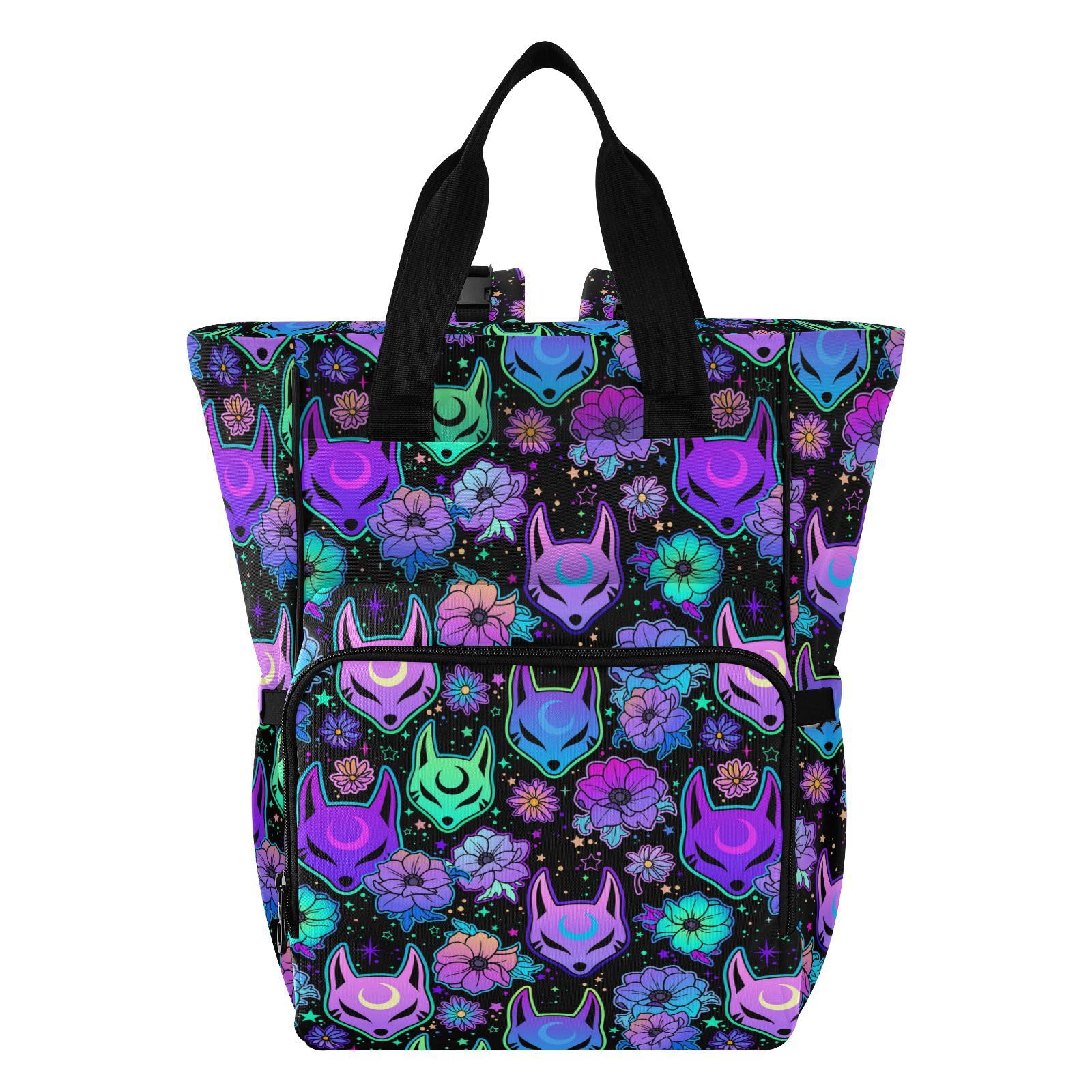 ALAZA Zaino per il cambio del bambino, borsa fasciatoio viola gotica con pipistrelli, borsa multifunzionale per pannolini, grande capacità, zaino per mamma e papà