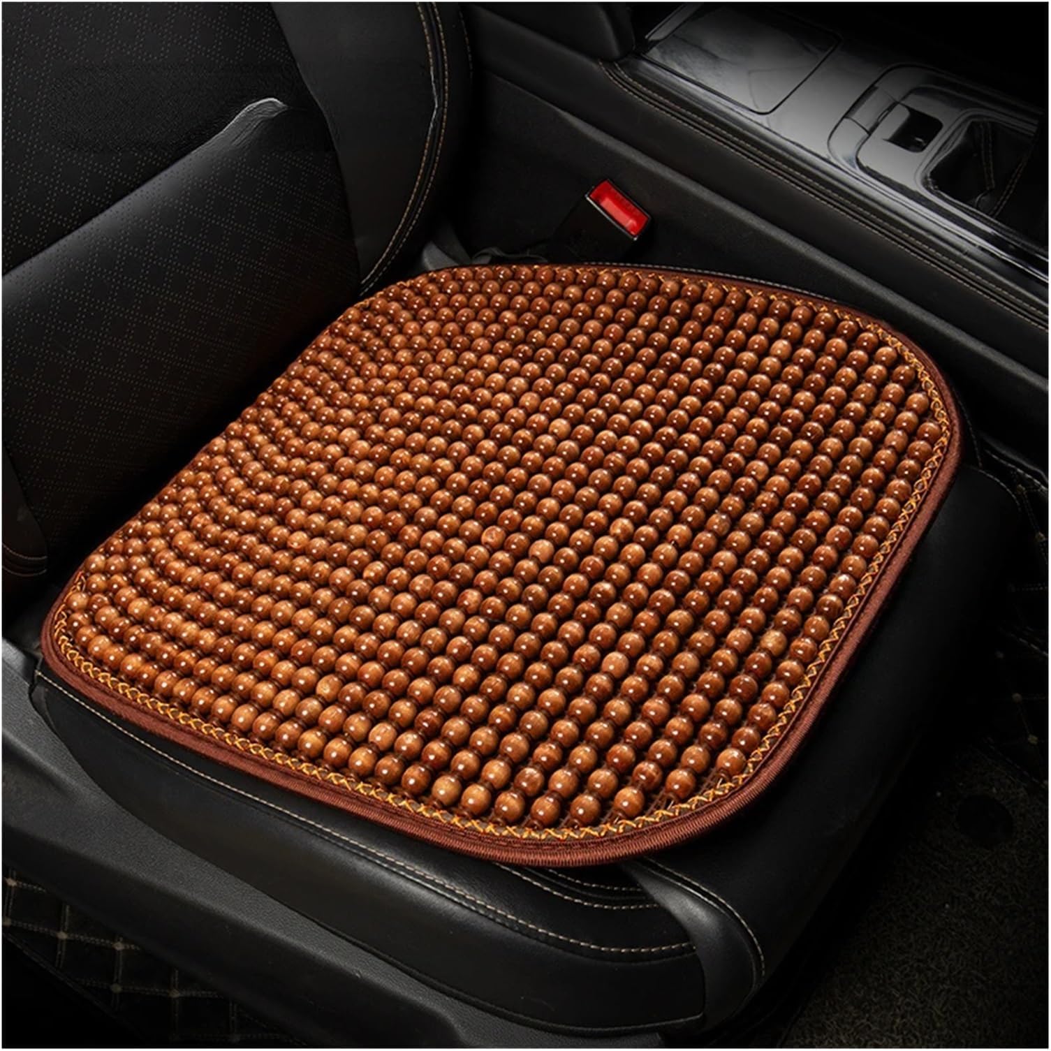 Car Seat Chair Back Cushion for Skoda Kodiaq VRS 2025, Wooden Beads Ventilate Mesh Lumbar Brace Strong Durable Relieve Fatigue Summer Interior Accessories,A-Seat pad