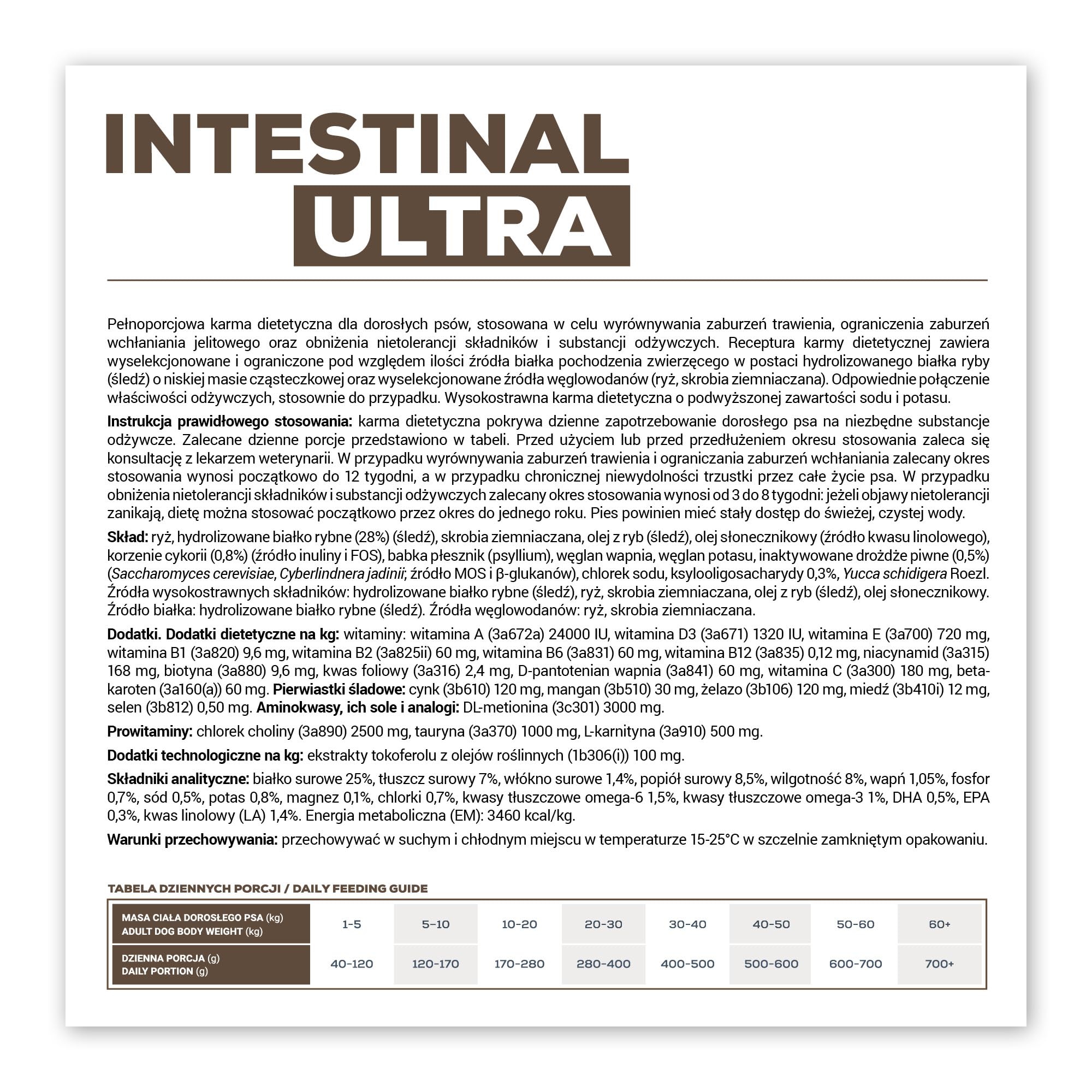 VET EXPERT INTESTINAL ULTRA LOW FAT - sucha karma weterynaryjna dla psów z przewlekłymi chorobami układu trawiennego 8kg