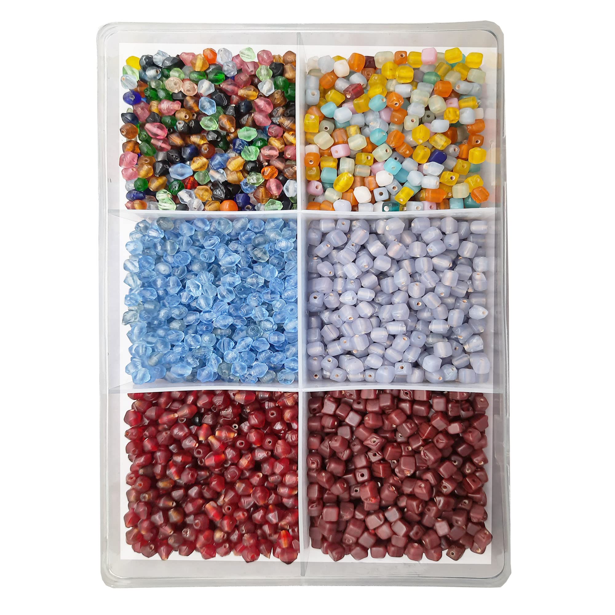 eshoppee 350 gm 5 mm Cube and Face Cut Shape Handmade lampwork Fancy Glass Beads for Jewellery Making kit Art and Crafts Materials for Necklace Bracelet Earring Making Materials DIY kit (Multi Cube kit)