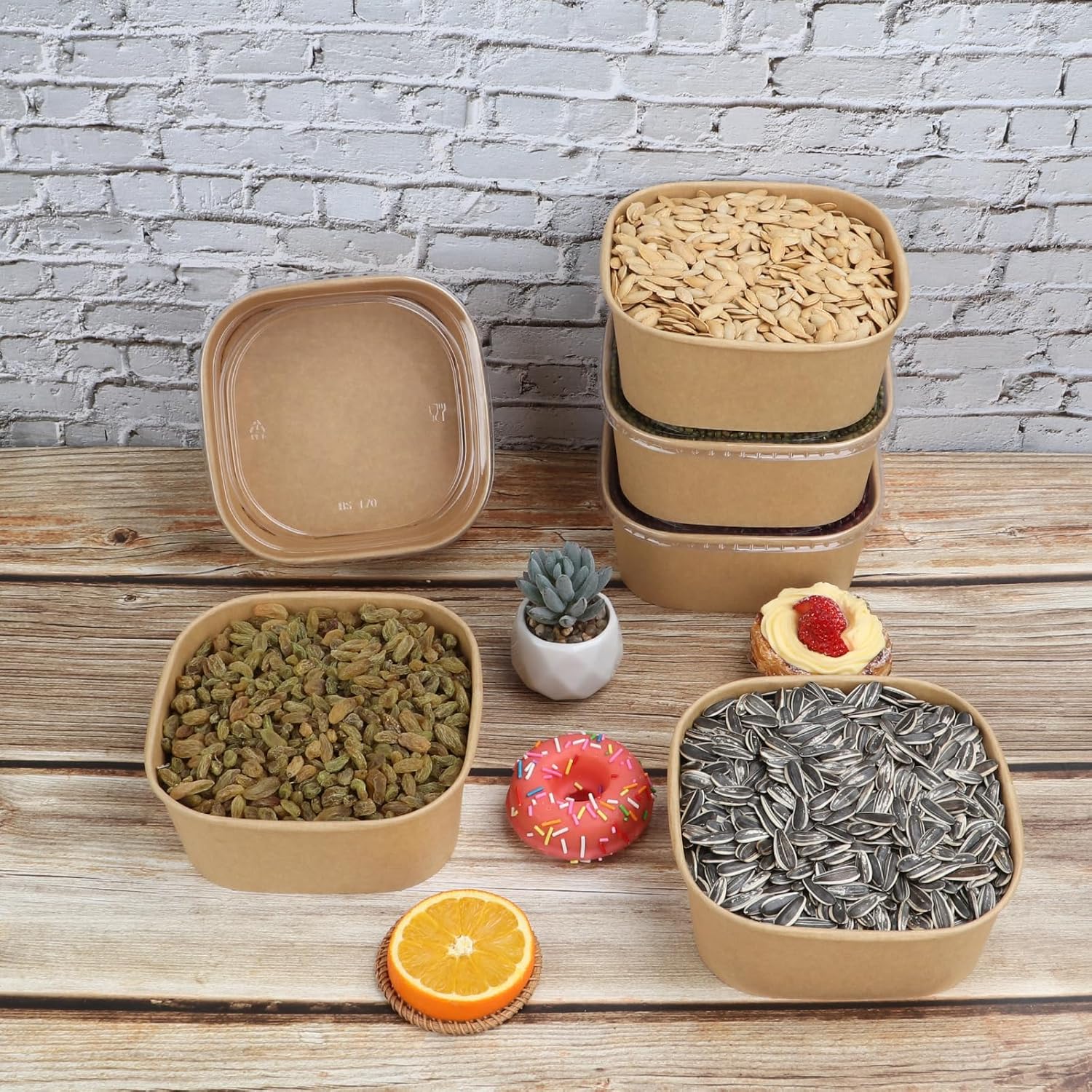 40 oz Disposable Kraft paper bowls with lids,Food containers Soup Bowls Party Supplies Treat Bowls 50 Pack - Image 7