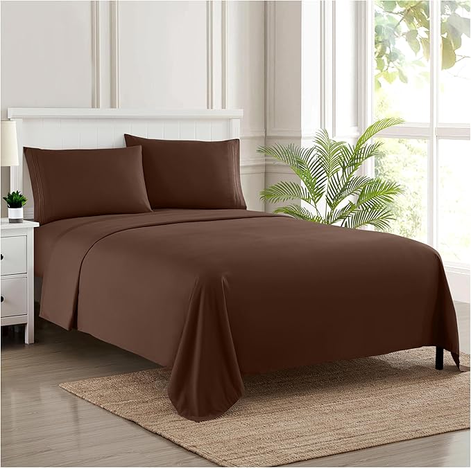 California King Sheet Sets - Breathable Luxury Sheets with Full Elastic & Secure Corner Straps Built In - 1800 Supreme Collection Cal King Deep Pocket Bedding Set, Sheet Set, California King, Brown