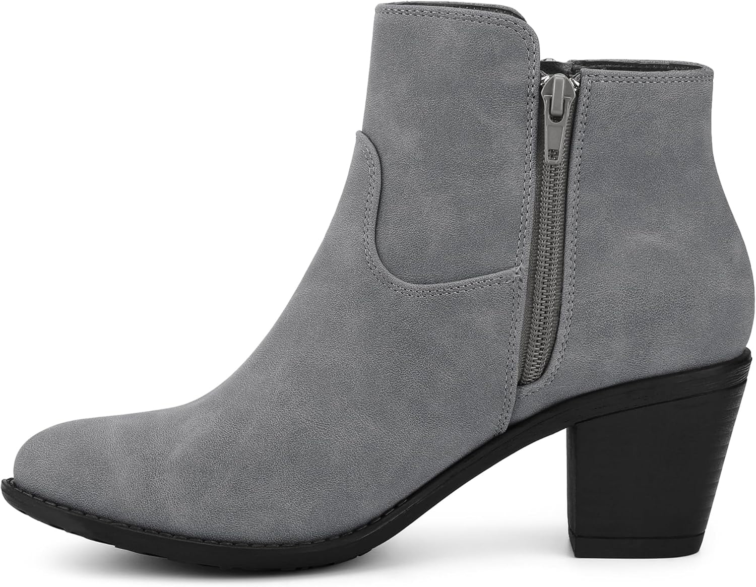 Perphy Low Chunky Heel Side Zipper Booties for Women