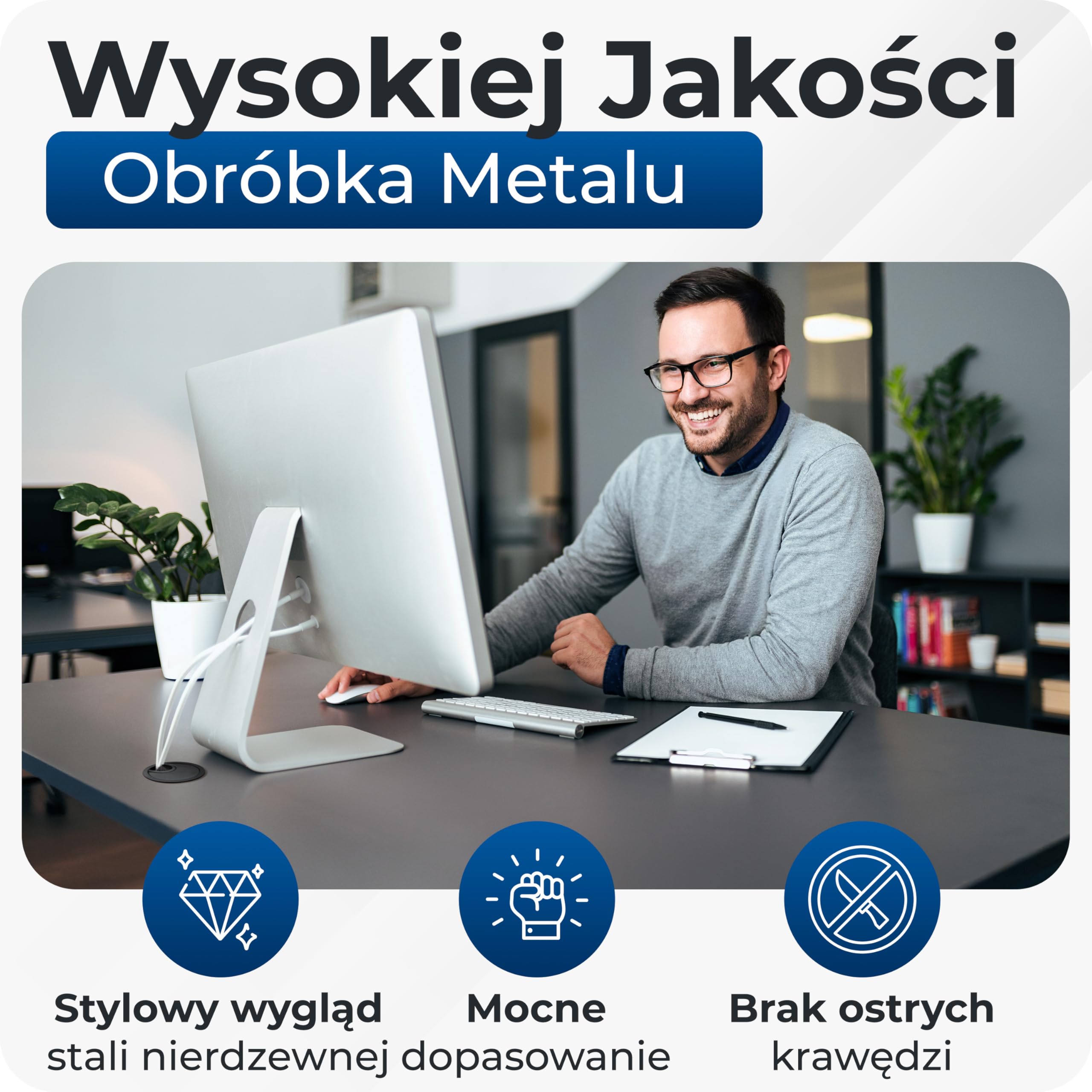 BRUCE.® Premium przepust kablowy z metalu [2 kawałek, Czarny] - Przepust kablowy na biurko ø 60 mm - z 2 Różnymi Opcjami Dyfuzora - Dla większego porządku na biurku w miejscu pracy
