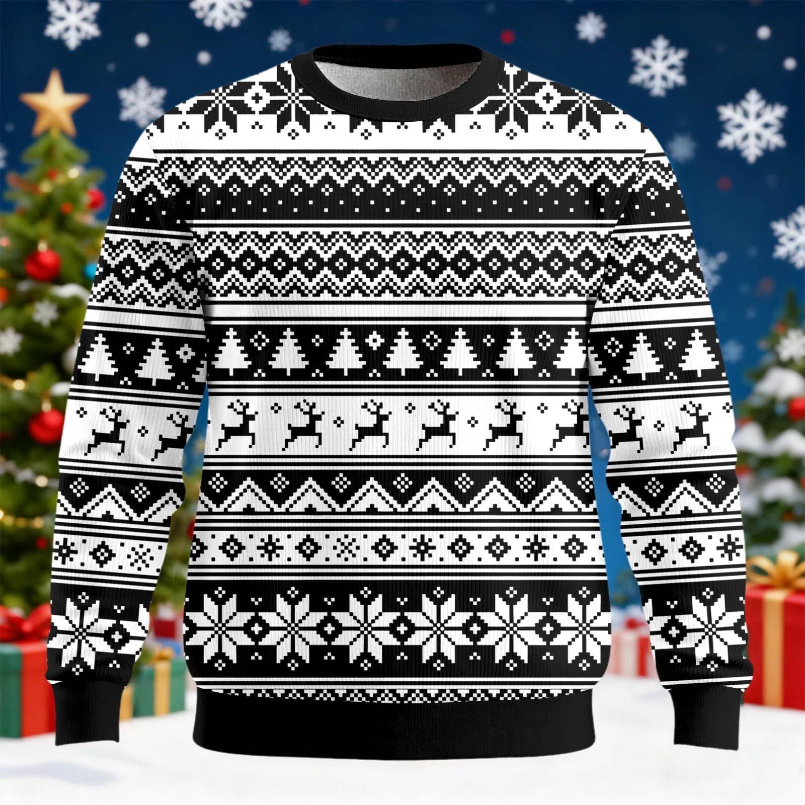 Felpa a maglia girocollo a maniche lunghe, morbida e calda, per uomini, donne e ragazzi, ideale per attività all'aperto in inverno, vacanze di Natale e tempo libero, varie taglie