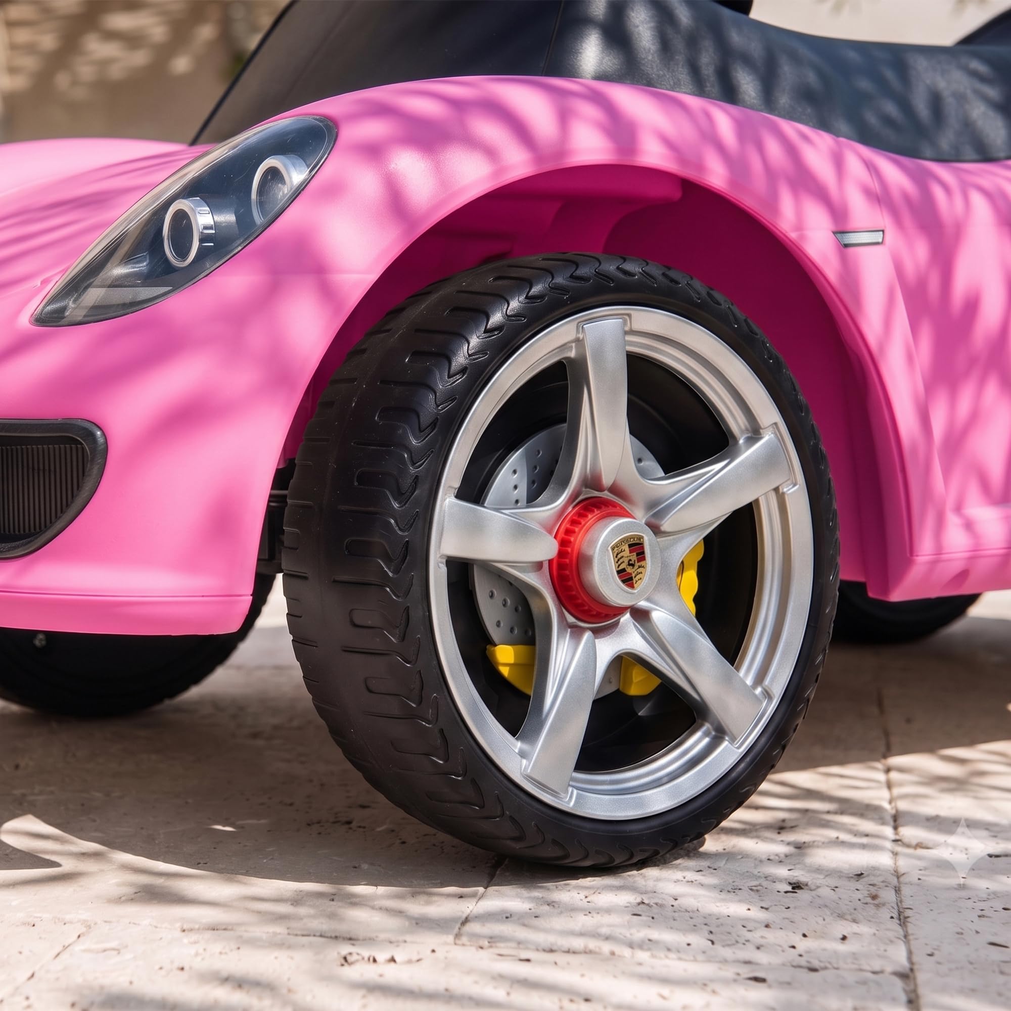 AIYAPLAY Jeździk Porsche dla dzieci z klaksonem, światłami i dźwiękiem, 18-36 miesięcy, różowy