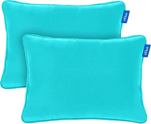 Juego de 2 almohadas decorativas de madera para patio exterior e interior, repelente al agua, para patio, jardín (12 x 20 pulgadas, verde pavo real)