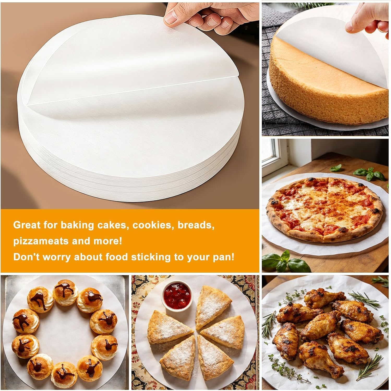50 Pcs Non-Stick Parchment Paper Rounds - 16 Inch image 2
