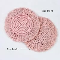 Vista 9 de Juego de 2 posavasos bohemios de 7.4 pulgadas, bonitos posavasos absorbentes para bebidas para escritorio, posavasos de macramé tejidos hechos a