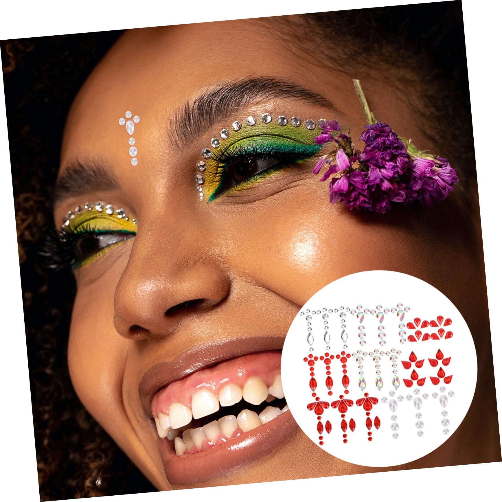 Ipetboom 35hojas Gemas Faciales Autoadhesivas De Joyas De Maquillaje Brillantes y Coloridas Para Fiestas Para Halloween y Eventos Especiales