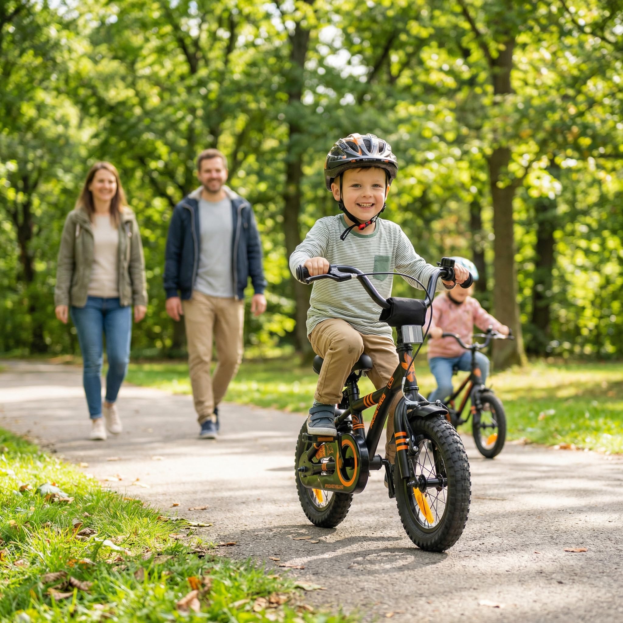PROMETHEUS BICYCLES Velo Enfant 3 Ans Garcon vélo Fille 12 Pouces a Roulette pour 3 a 5 Ans - BMX en Noir Mat Orange