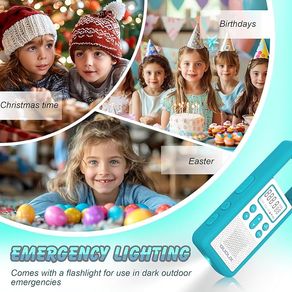 Walkie Talkie Largo Alcance, QUOLIX 4pcs Profesional USB Recargable con Batería Incorporada 8 Canales Radio - Fácil Emparejamiento Alerta SOS Activado por Voz VOX LED Linternas para Adultos Niños - 4