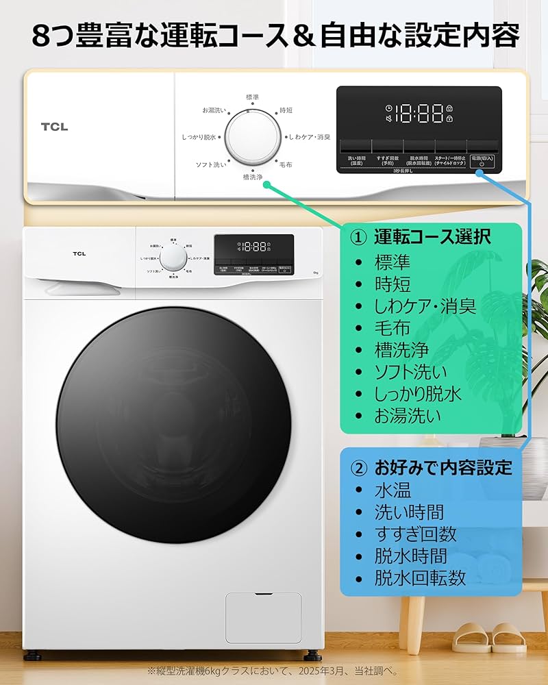 Amazon | TCL ドラム式洗濯機 奥行48㎝ 幅60㎝ 超薄型 節水型