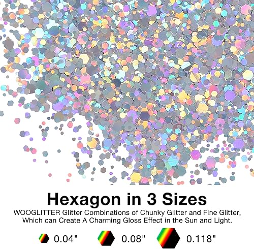 Miniatura 2 de Purpurina gruesa holográfica, purpurina artesanal para resina, escamas de lentejuelas gruesas iridiscentes metálicas con purpurina fina a granel,