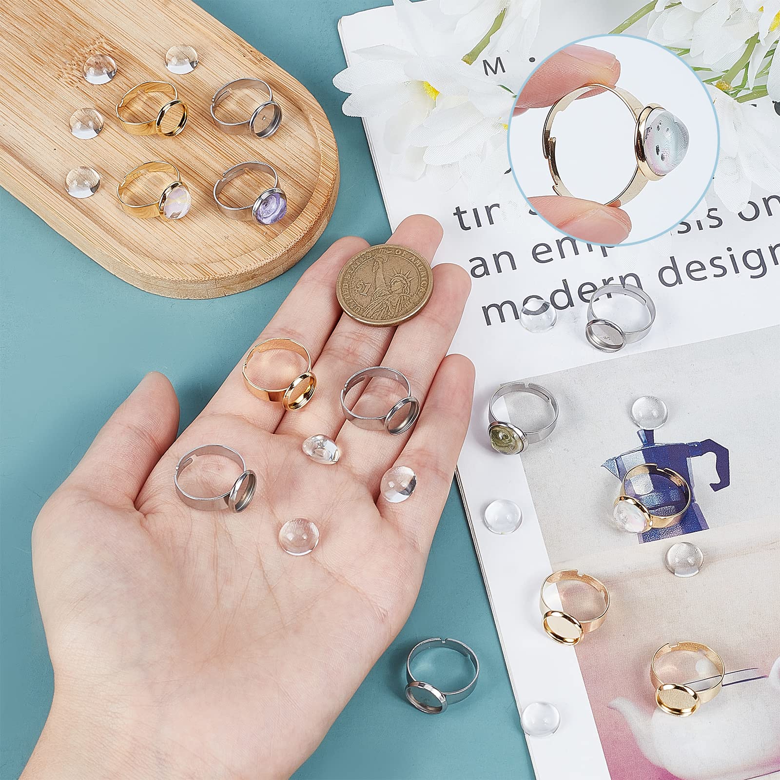 Bagues réglables en acier inoxydable gravées « Keep Going » - Cadeaux inspirants - Bijoux pour hommes et femmes (argent