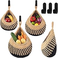Vista 10 de Honeydak Canastas Colgantes de Decoración Boho para Pared de Cocina, Juego de 3 Canastas en Forma de Lágrima con Ganchos, Almacenamiento