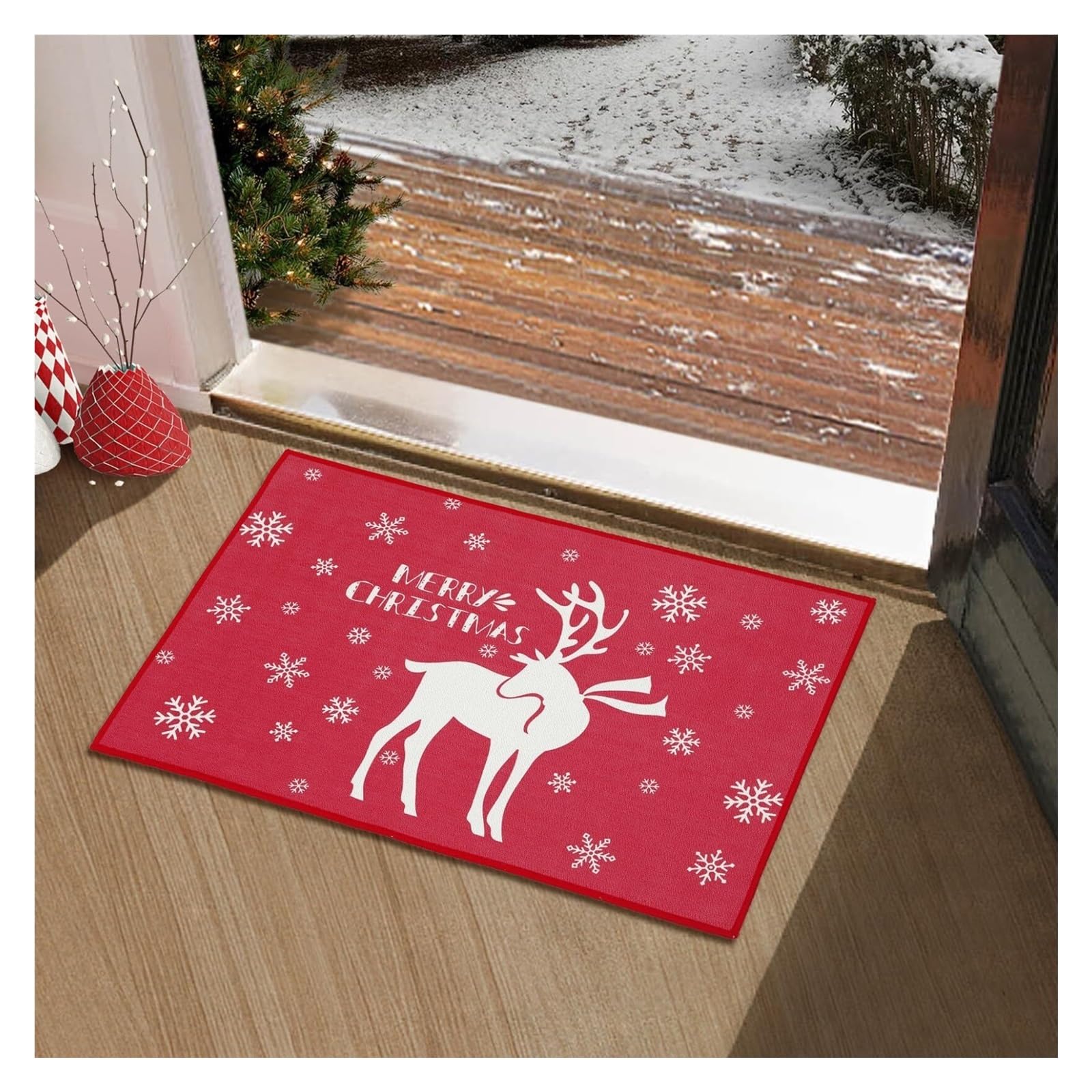 Zerbino Tappetino di Benvenuto for Porta D'ingresso Natalizia, Decorativo for Ingresso Interno Ed Esterno per L'Ingresso(60x90cm)