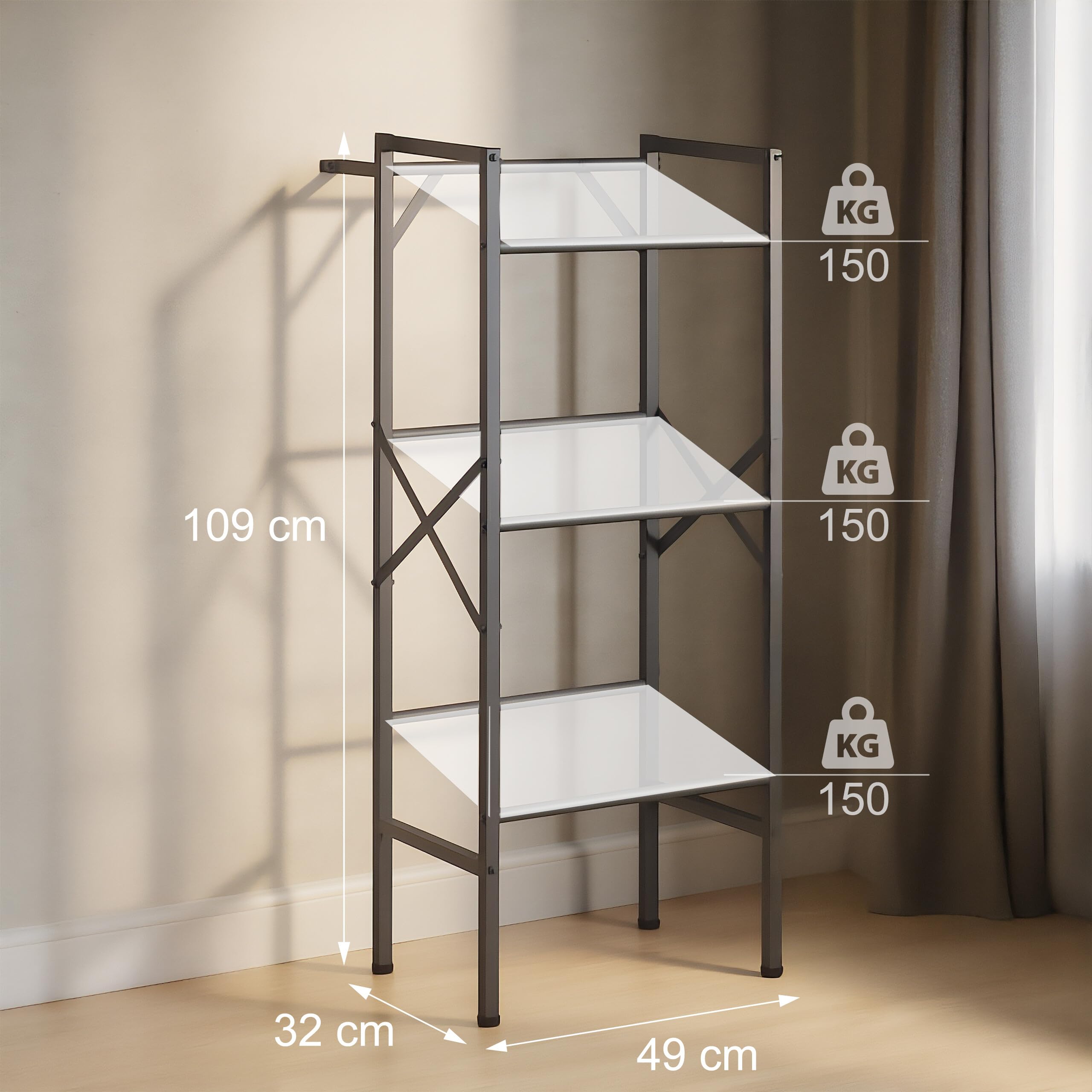 Relaxdays Estantería para Cajas de Bebida, 109x49x32 cm, 450 kg, Estante para Almacenar 3 Cajones Cerveza, Acero, Negro