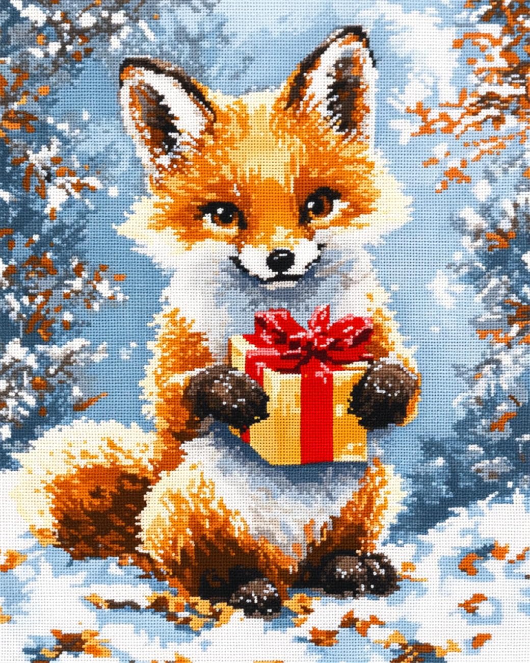 AxiangziK DIY Embroidery Kit Cartoon Fox 11CT 80x100cm
