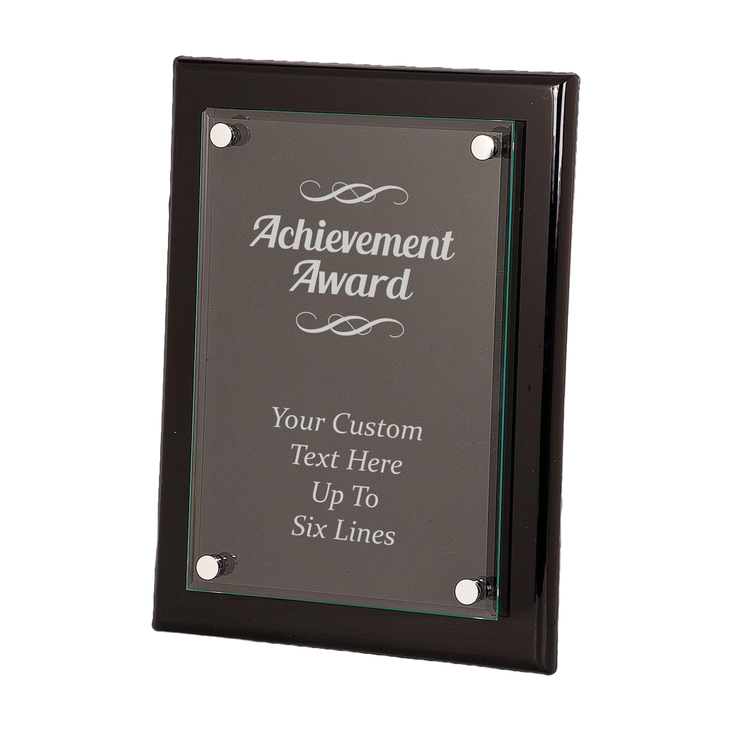 Personalized Achievement Plaque Award, Customizable 8x10 Floating Glass Plaque, Business Awards with Custom Text